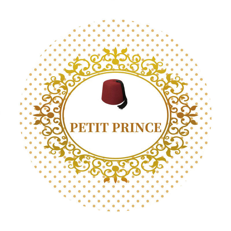 Aperturee - Red Petit Prince Round Gold Baby Shower Backdrop