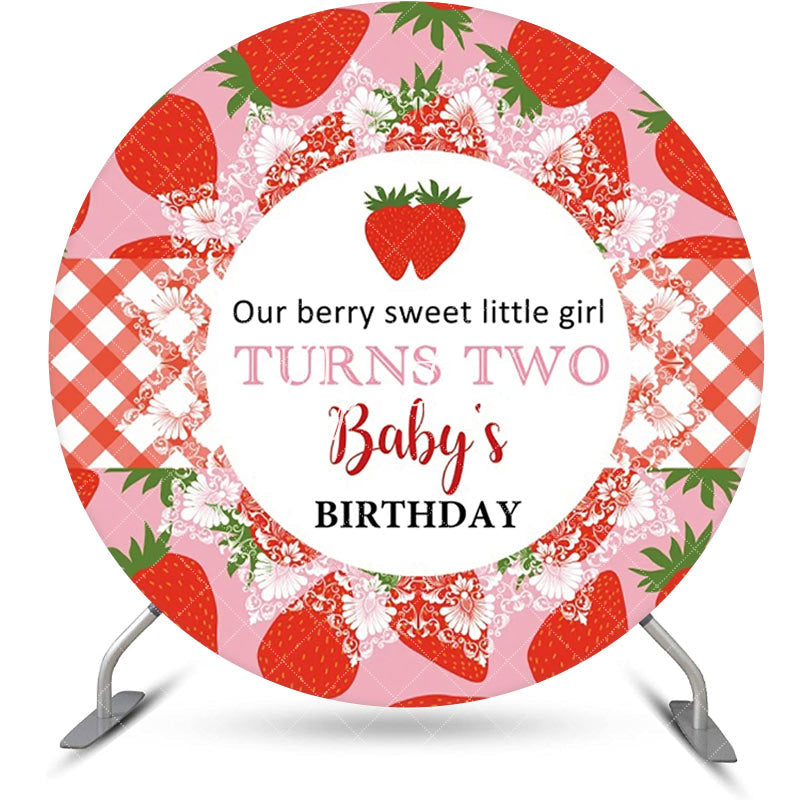 Aperturee - Red Pink Berry Sweet Round Babys Birthday Backdrop