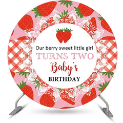 Aperturee - Red Pink Berry Sweet Round Babys Birthday Backdrop