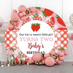 Aperturee - Red Pink Berry Sweet Round Babys Birthday Backdrop