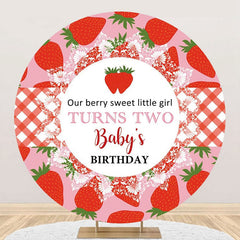 Aperturee - Red Pink Berry Sweet Round Babys Birthday Backdrop