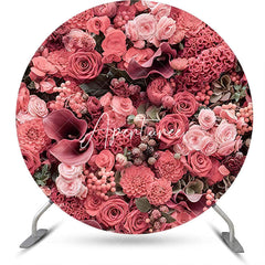 Aperturee - Red Pink Floral Romantic Round Wedding Backdrop