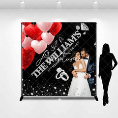 Aperturee - Red Pink Heart Balloon Custom Anniversary Backdrop