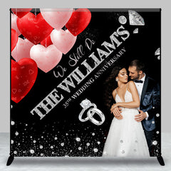 Aperturee - Red Pink Heart Balloon Custom Anniversary Backdrop