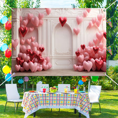 Aperturee - Red Pink Heart Balloon Elegant Relief Wall Backdrop