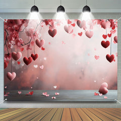 Aperturee - Red Pink Heart Floral Bokeh Valentines Day Backdrop