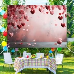 Aperturee - Red Pink Heart Floral Bokeh Valentines Day Backdrop