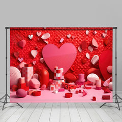 Aperturee - Red Pink Heart Toy Blocks Valentines Day Backdrop