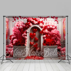 Aperturee - Red Pink Rose Heart Balloons Valentines Day Backdrop