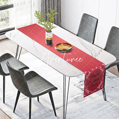 Aperturee - Red Pink Rose Simple Table Runner For Mothers Day