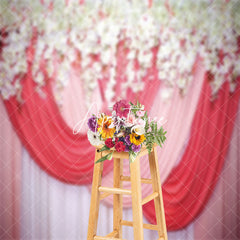 Aperturee - Red Pink White Floral Valentines Day Photo Backdrop