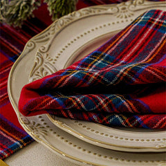 Aperturee Red Plaid Christmas Table Napkins Cloth For Decor