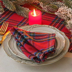 Aperturee Red Plaid Christmas Table Napkins Cloth For Decor