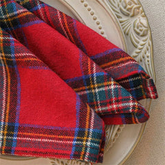 Aperturee Red Plaid Christmas Table Napkins Cloth For Decor