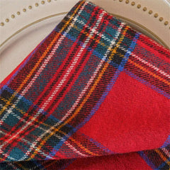 Aperturee Red Plaid Christmas Table Napkins Cloth For Decor