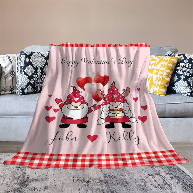 Aperturee - Red Plaid Dwarf Custom Name Valentines Day Blanket