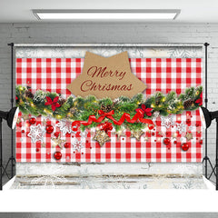 Aperturee - Red Plaid Jingle Bells Merry Christmas Backdrop