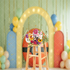 Aperturee - Red Pokeball Arch Door Cake Smash Photo Backdrop