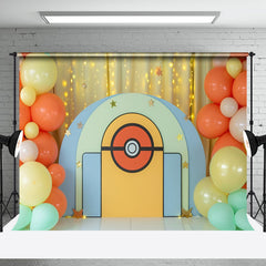 Aperturee - Red Pokeball Warm Light Curtain Cake Smash Backdrop