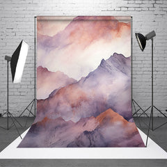 Aperturee - Red Purple Ink Painting Mountains Photo Backdrop