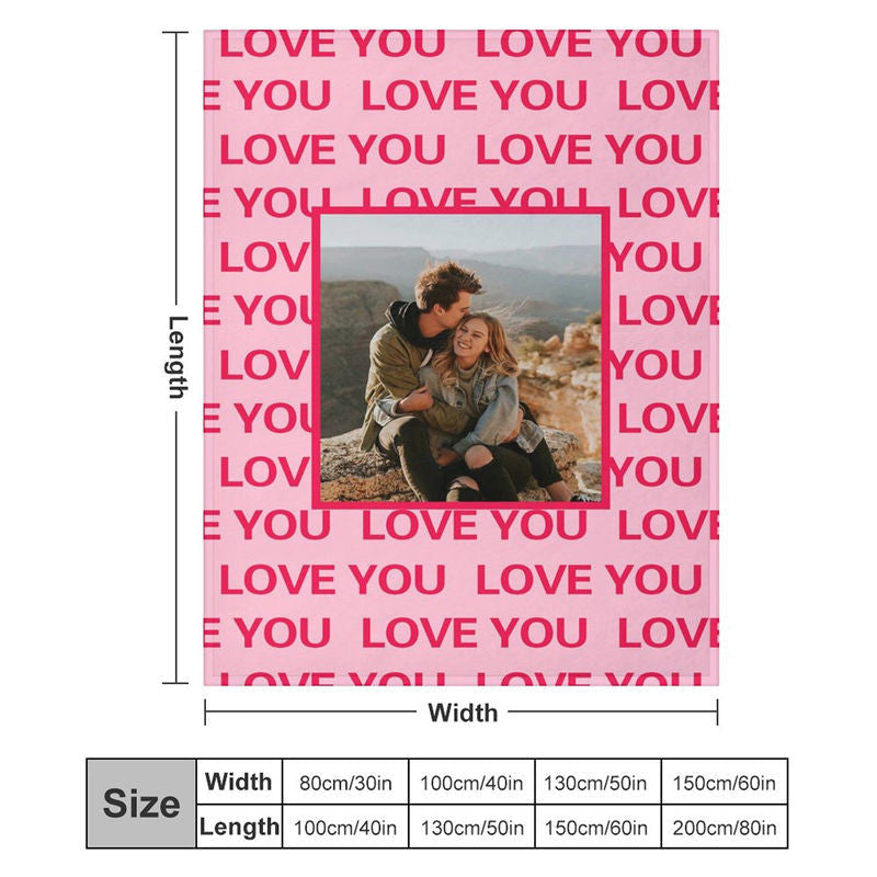 Aperturee - Red Repeat Love Custom Photo Valentines Day Blanket