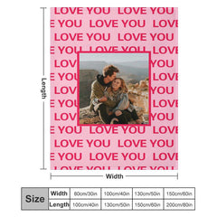 Aperturee - Red Repeat Love Custom Photo Valentines Day Blanket