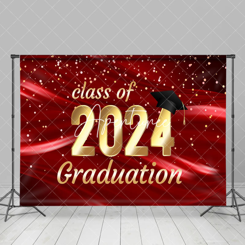 Aperturee - Red Ribbon Caps Class Of 2024 Graduation Backdrop