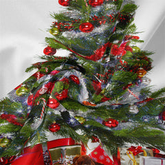 Aperturee - Red Ribbon Christmas Tree Gifts Room Wall Tapestry