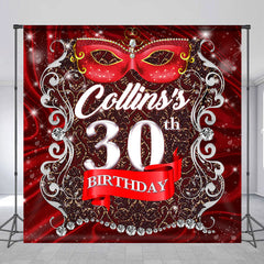 Aperturee - Red Ribbon Mardi Gras Custom 30th Birthday Backdrop