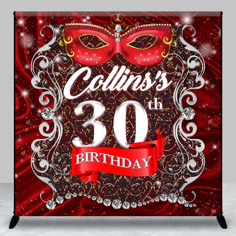 Aperturee - Red Ribbon Mardi Gras Custom 30th Birthday Backdrop