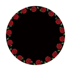 Aperturee - Red Rose Black Happy Birthday Circle Backdrop