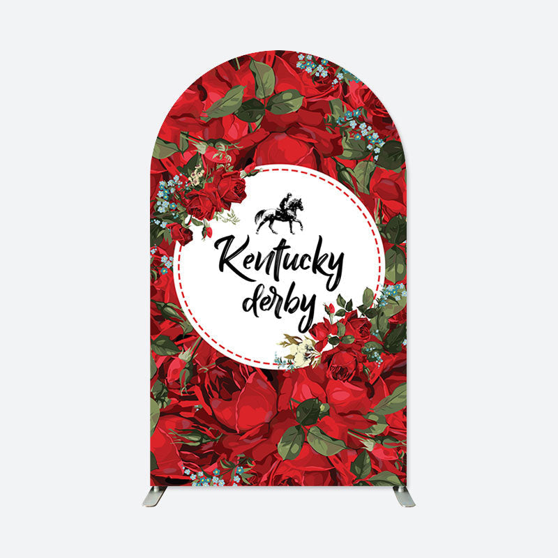 Aperturee - Red Rose Green Leaf Kentucky Derby Arch Backdrop