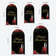 Aperturee - Red Rose High Heel Black Gold Arch Birthday Backdrop