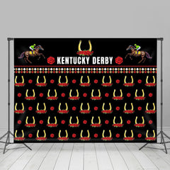 Aperturee - Red Rose Horse Repeat Kentucky Derby Party Backdrop