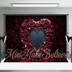 Aperturee - Red Rose Pattern Mirror Valentines Day Backdrop