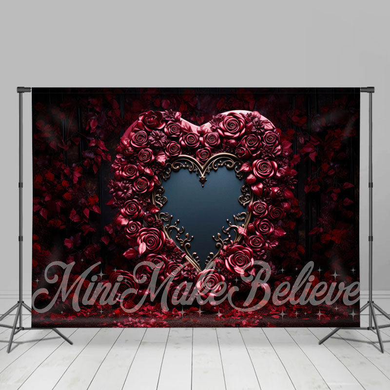 Aperturee - Red Rose Pattern Mirror Valentines Day Backdrop