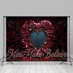 Aperturee - Red Rose Pattern Mirror Valentines Day Backdrop