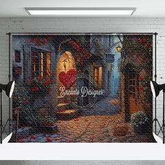 Aperturee - Red Rose Retro Street Valentines Day Photo Backdrop