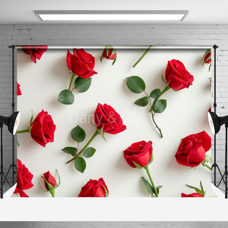 Aperturee - Red Rose Valentines Day Backdrop For Photography