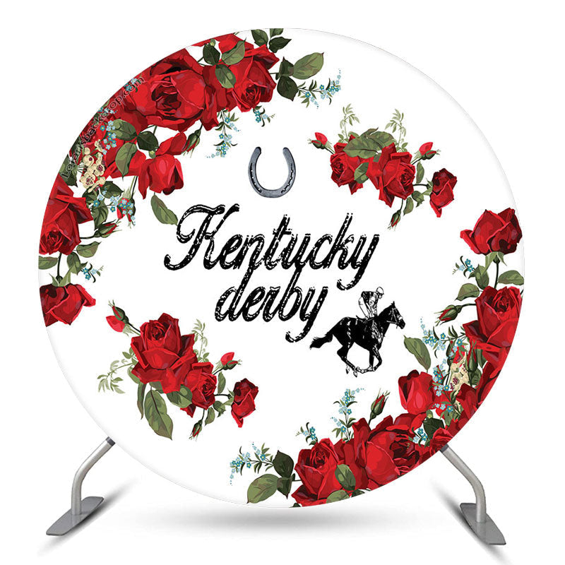 Aperturee Red Roses And White Circle Kentucky Derby Backdrop