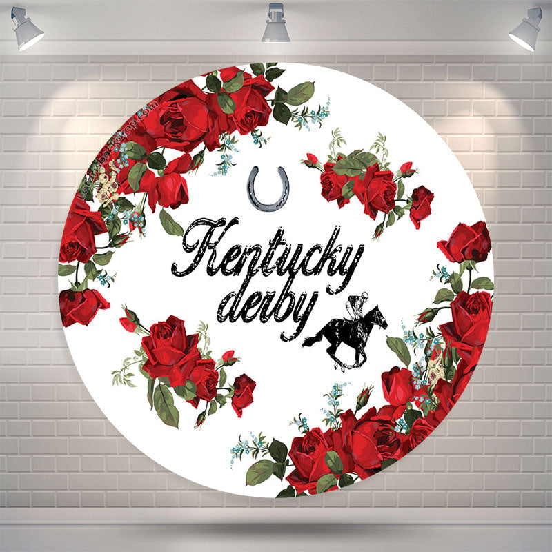 Aperturee - Red Roses And White Circle Kentucky Derby Backdrop