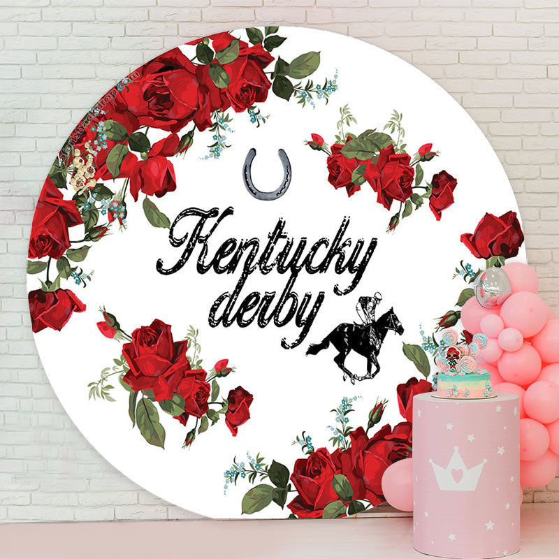 Aperturee - Red Roses And White Circle Kentucky Derby Backdrop