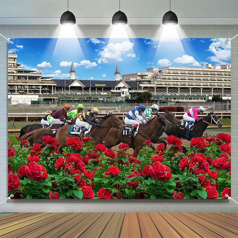 Aperturee - Red Roses Bush Horse Race Kentucky Derby Backdrop