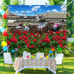 Aperturee - Red Roses Bush Horse Race Kentucky Derby Backdrop