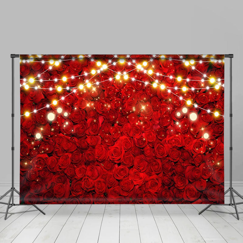 Aperturee - Red Roses Glitter Light Valentines Day Backdrop