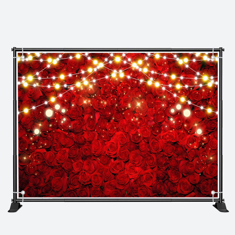 Aperturee - Red Roses Glitter Light Valentines Day Backdrop