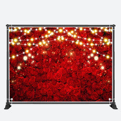 Aperturee - Red Roses Glitter Light Valentines Day Backdrop