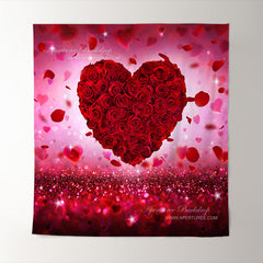 Aperturee - Red Roses Heart Theme Valentines Day Photo Backdrop