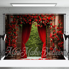 Aperturee - Red Roses Vines Arch Palace Door Floral Backdrop