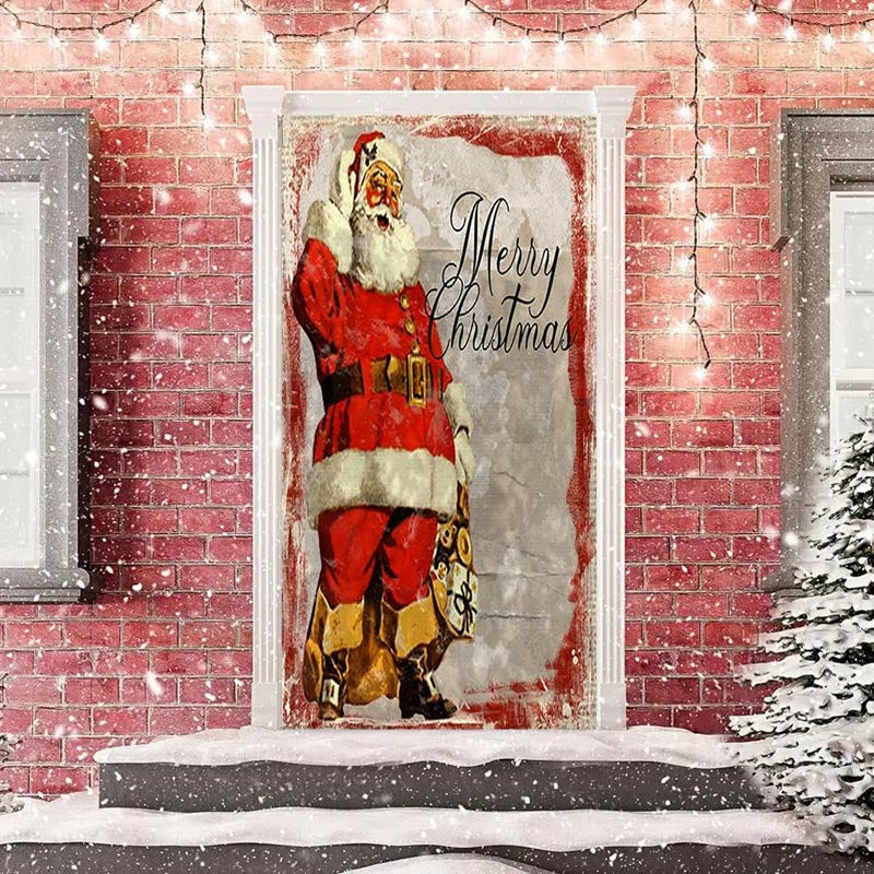 Aperturee - Red Santa Claus Papery Merry Christmas Door Cover